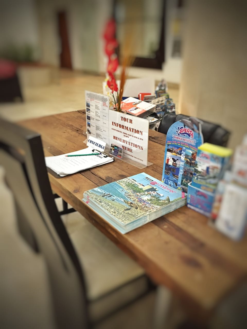Tourist information desk located in lobby area