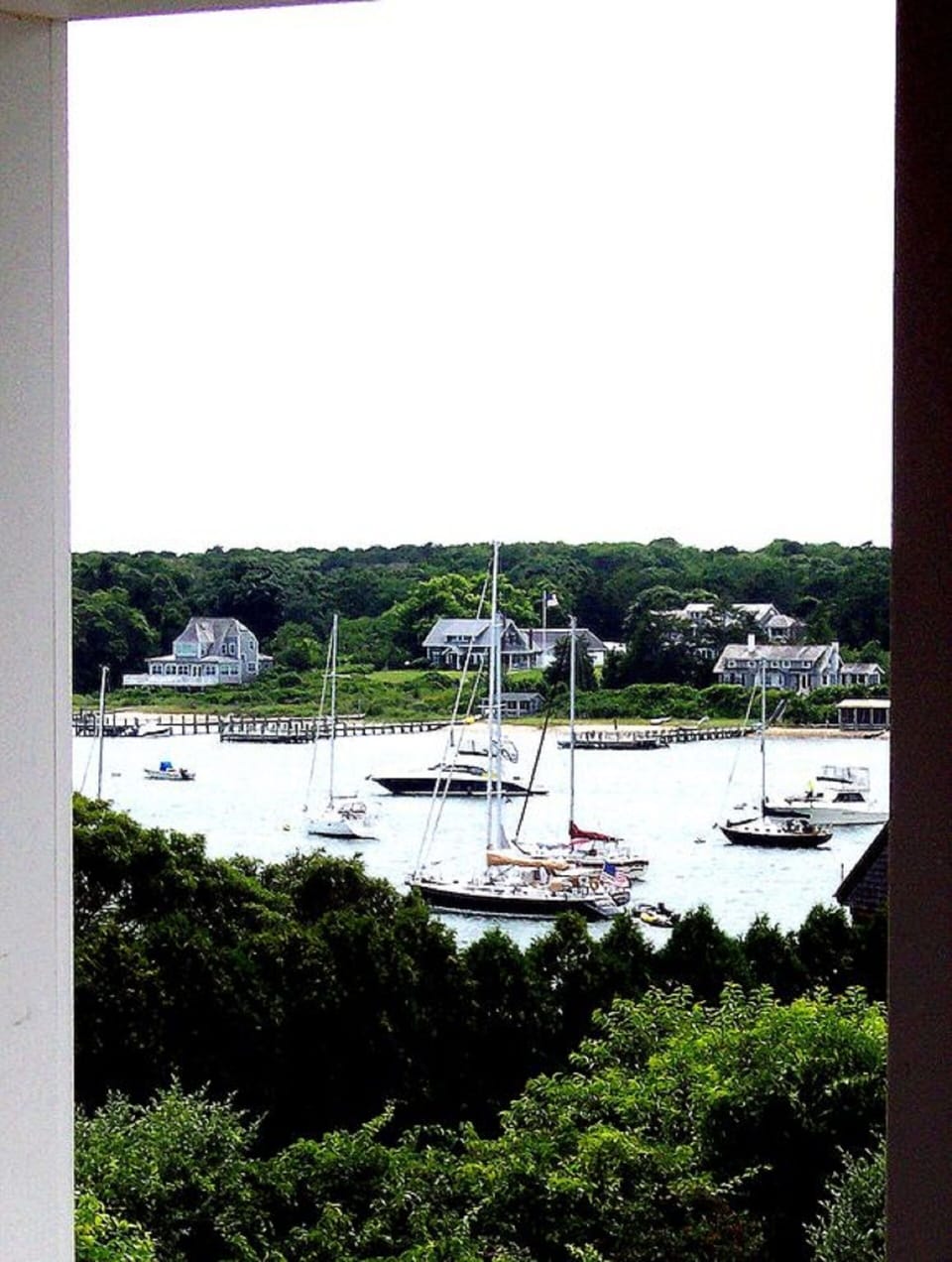 Harborview from Covered Porch of upper Bedroom.  Cedar ceilings & adjacent Bath.