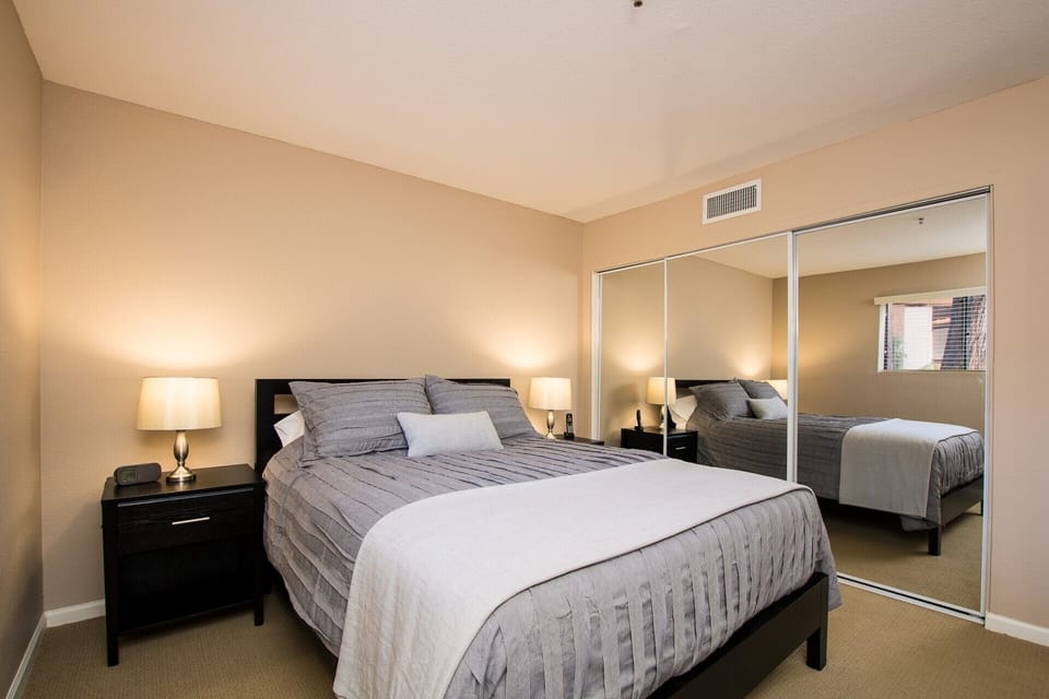 Guest bedroom has lots of closet space as well.
