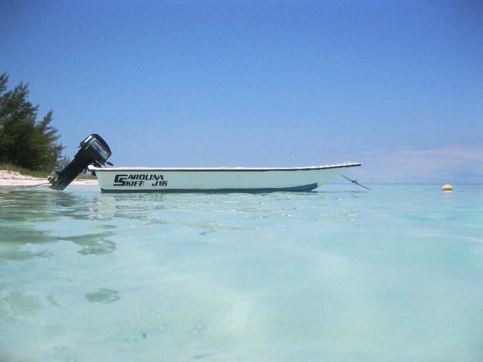 New 16' fiberglass boat for exploring nearby deserted islands and beaches.