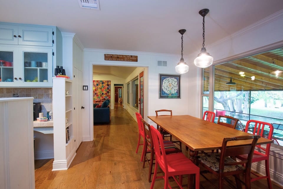 Breakfast area can seat 10 if you're cozy. Our favorite birdwatching window.
