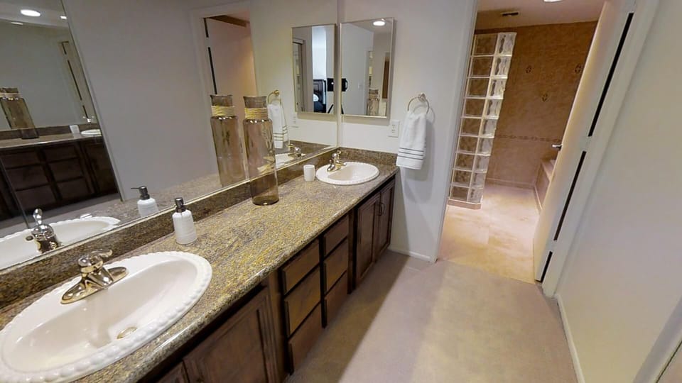 Master Bathroom with Walk in Shower and Seperate Tub