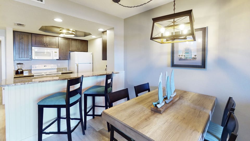 Kitchen Island accommodates additional seating.