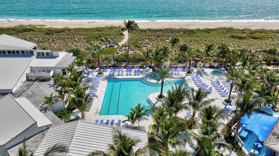 Arial of new renovated Main Pool Main Pool Area & Recr . Center