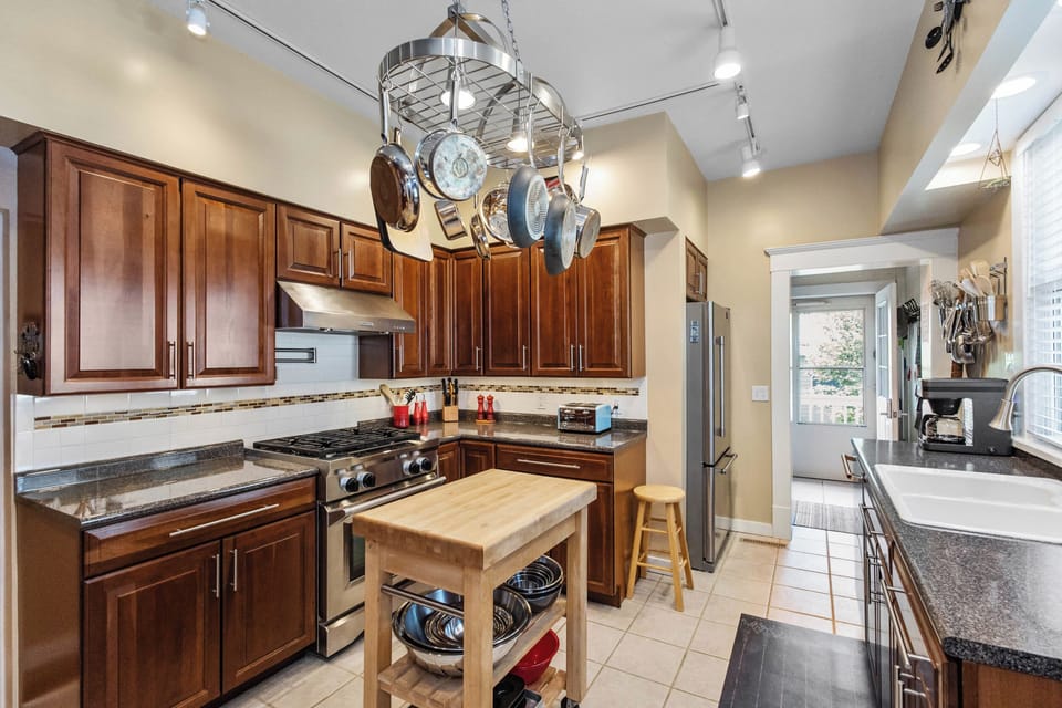 Chef's inspired kitchen is fully equipped for most any meal prep.