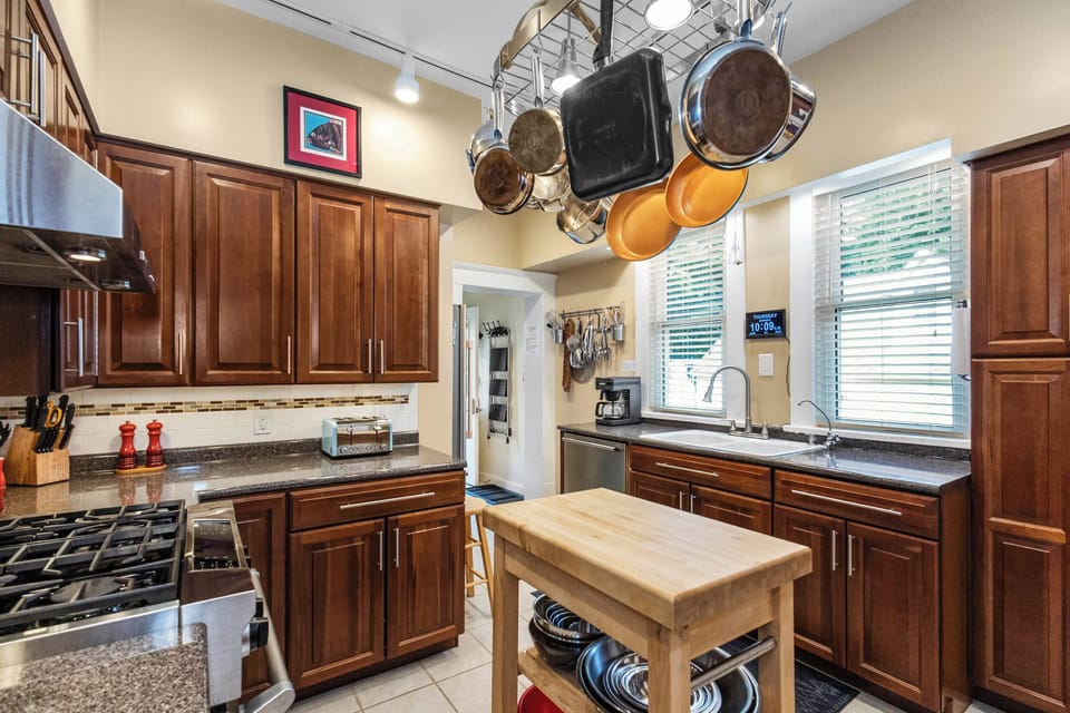 Chef's inspired kitchen is fully equipped for most any meal prep.
