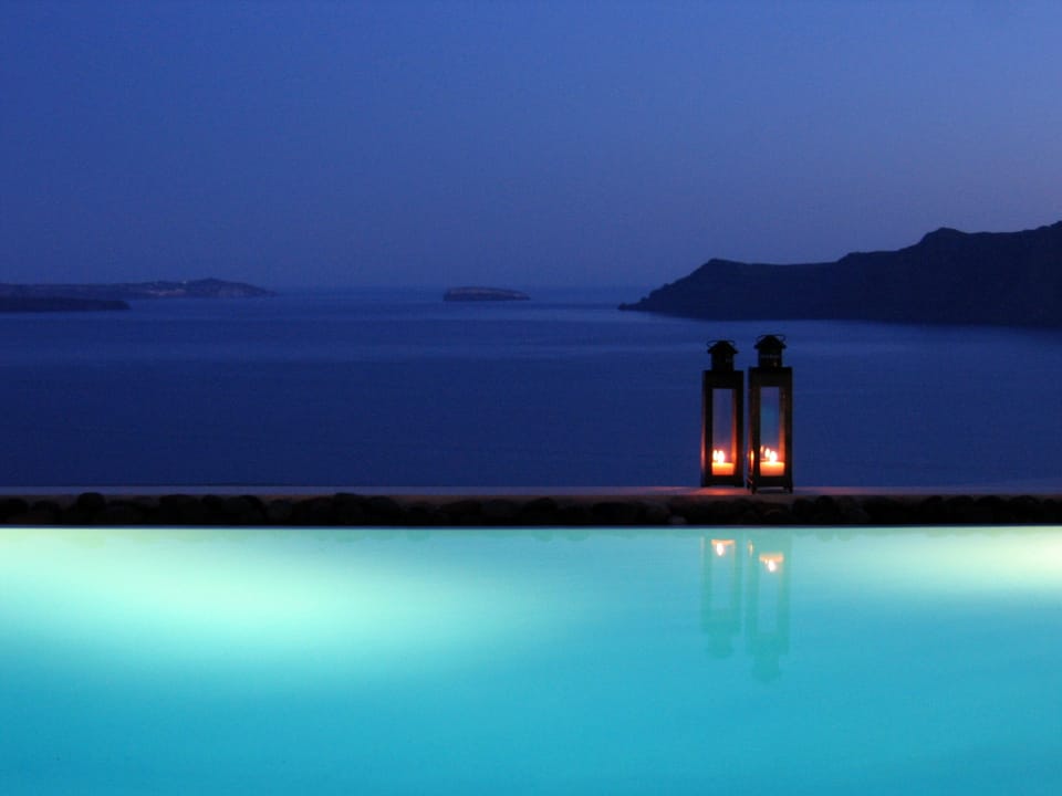 Early evening by our private pool, when everything takes a shade of blue.