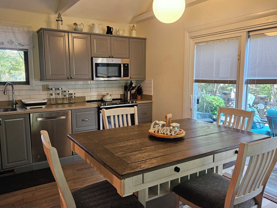 Fully appointed kitchen.