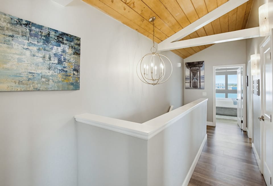 Master bedroom straight ahead at the top of the stairs