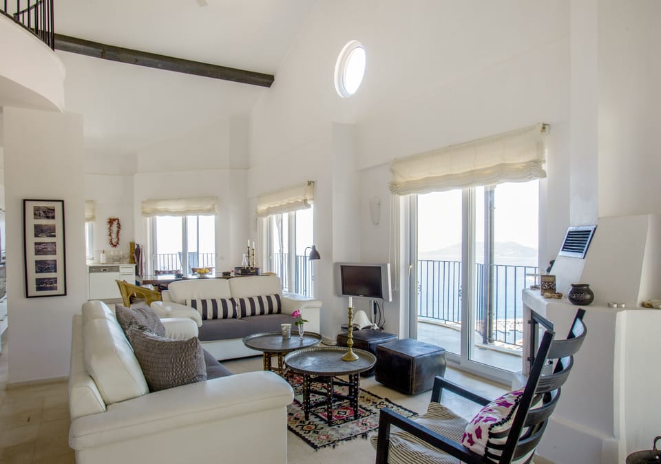 Living room with view over Kas and the Meterinian sea
