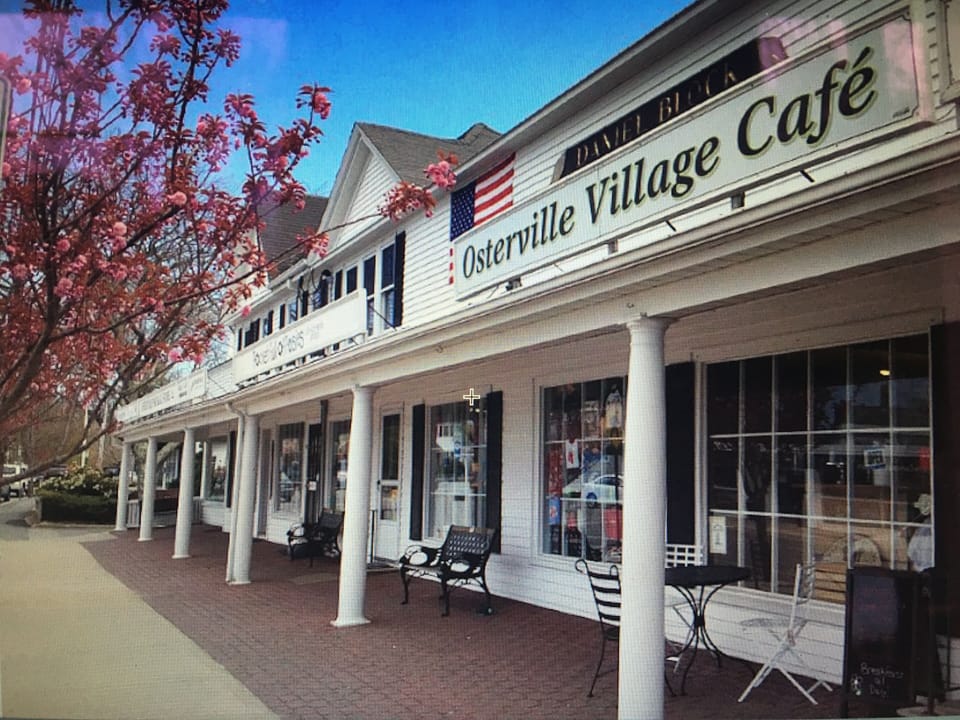 Osterville Village with great cafes,  village library, gourmet deli and shops. 