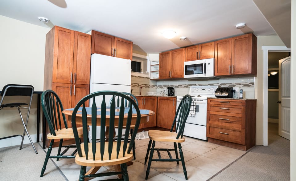 Downstairs kitchen - custom cabinetry, granite counters