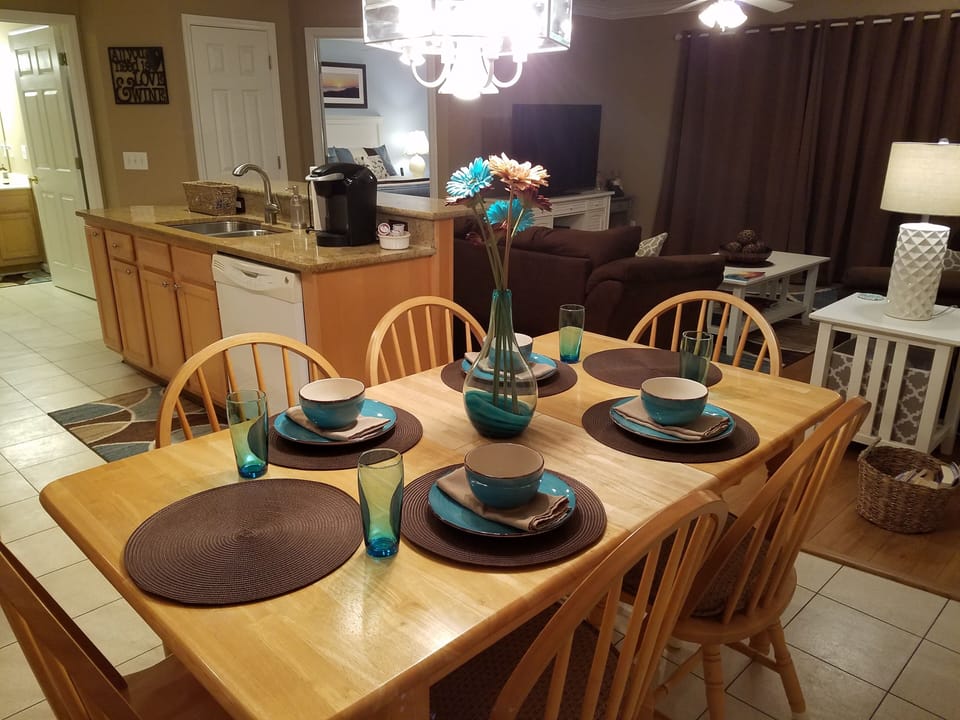 Tastefully decorated in soothing colors.