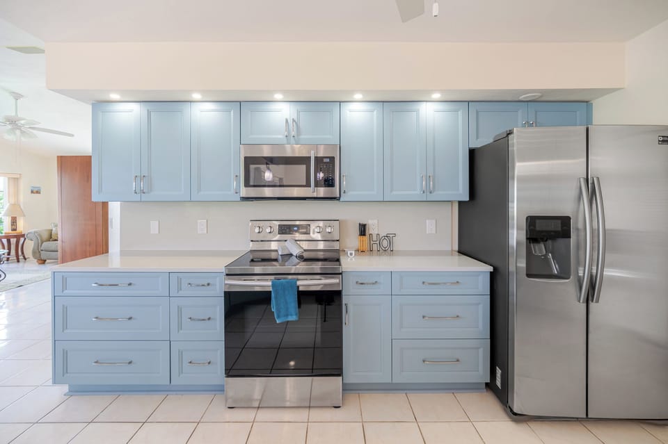 The brand new kitchen is fully equipped