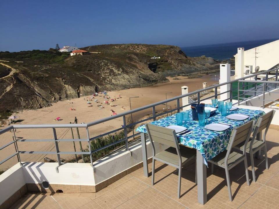 You can eat or have a drink over looking the beach.