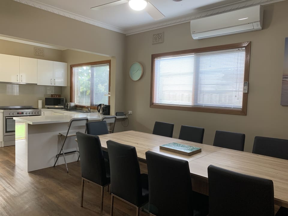 Dining table with ten chairs
