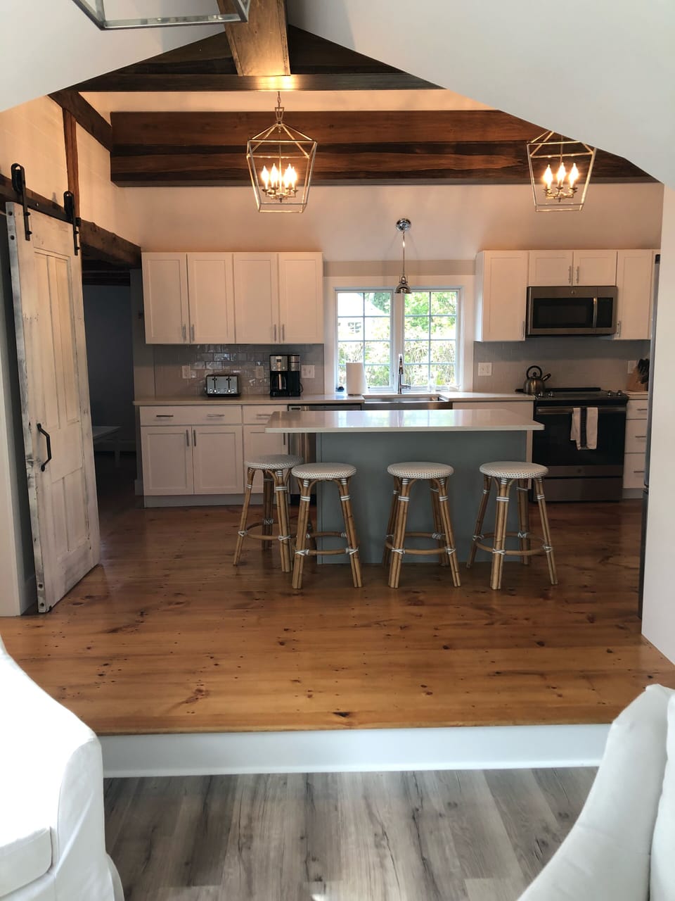 View into kitchen from sunroom