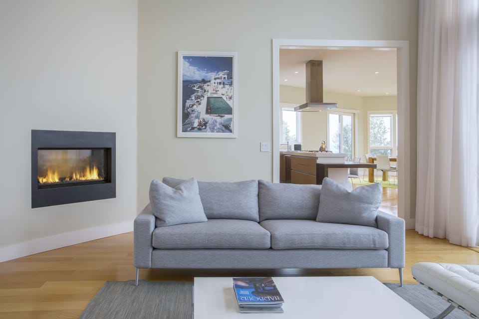 Living room with gas fired fireplace
