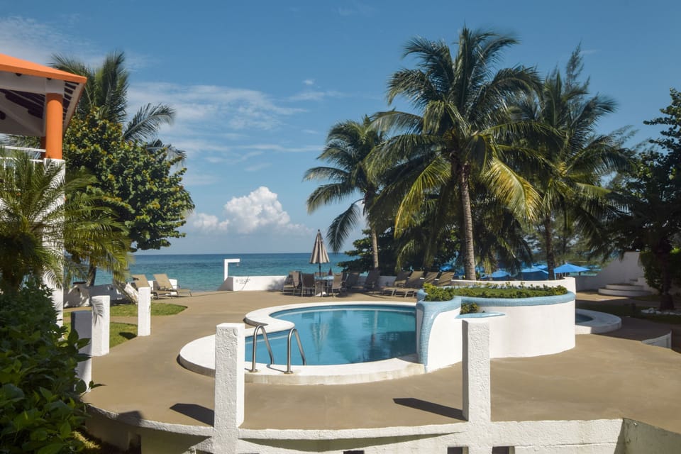 View of the pool from our patio