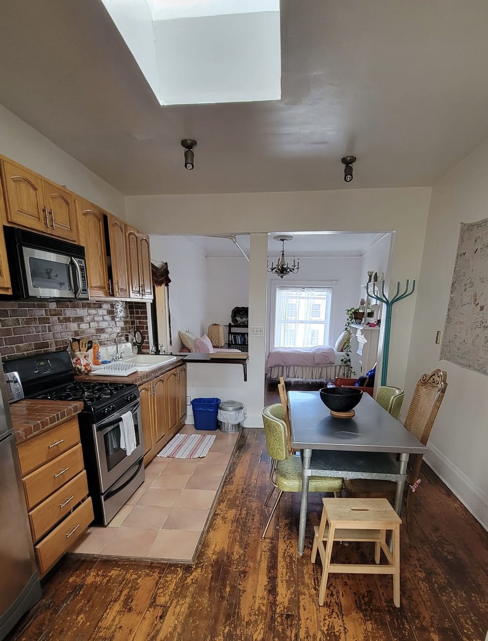 Kitchen and living room. Skylight