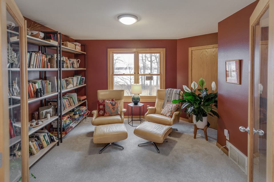 A cozy nook for anyone who needs to hop on a call or an hour with a good book.