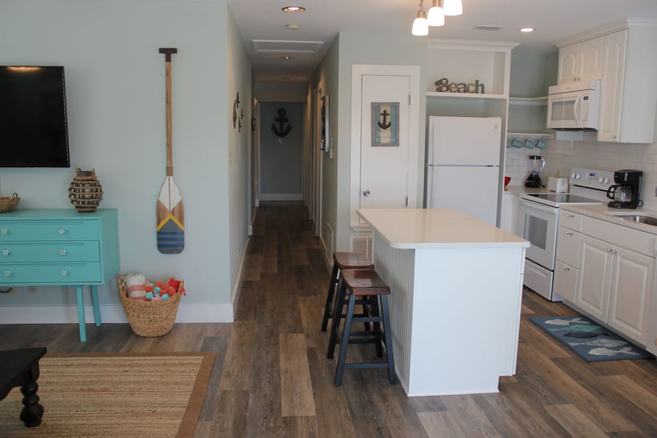 Kitchen open to the living room.
