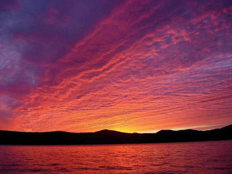 Sunset on Lake George.  (Undoctored photo, seriously.)