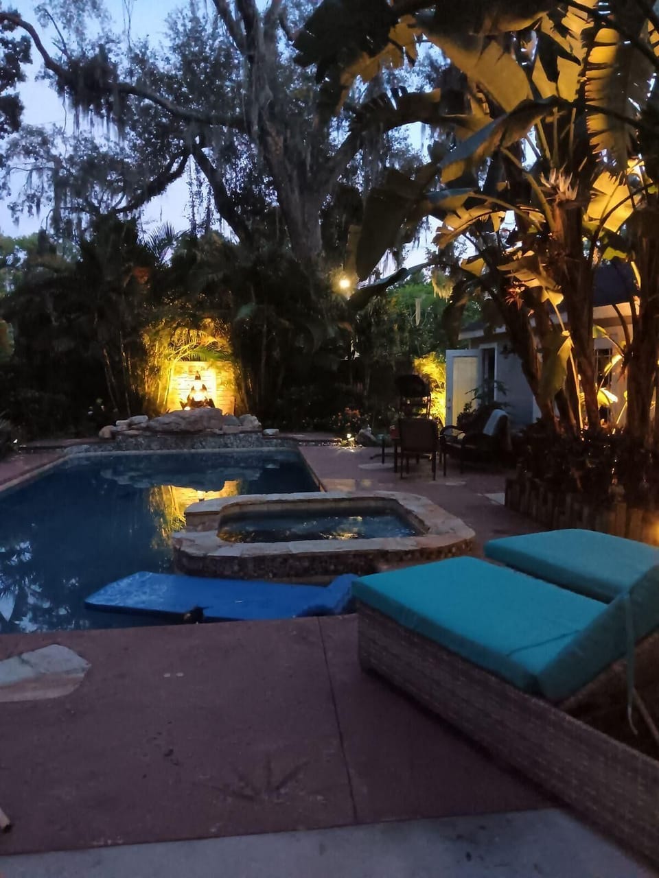 Landscape lighting at night for great hot tubbing under the stars