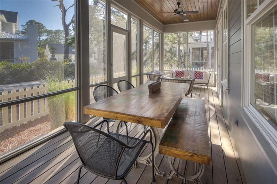 Screened in porch accessible from the living room and master bedroom.