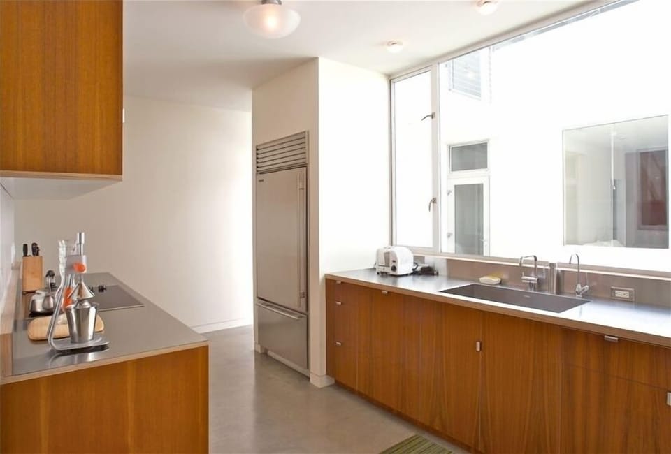 View of main courtyard from kitchen.