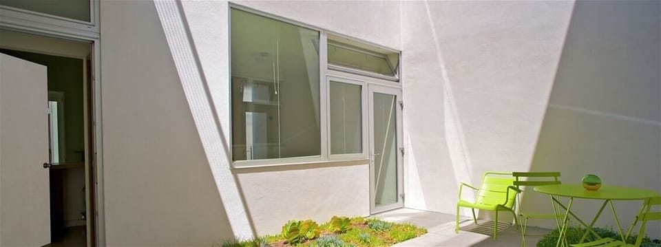 Guest bedroom seen from main courtyard.