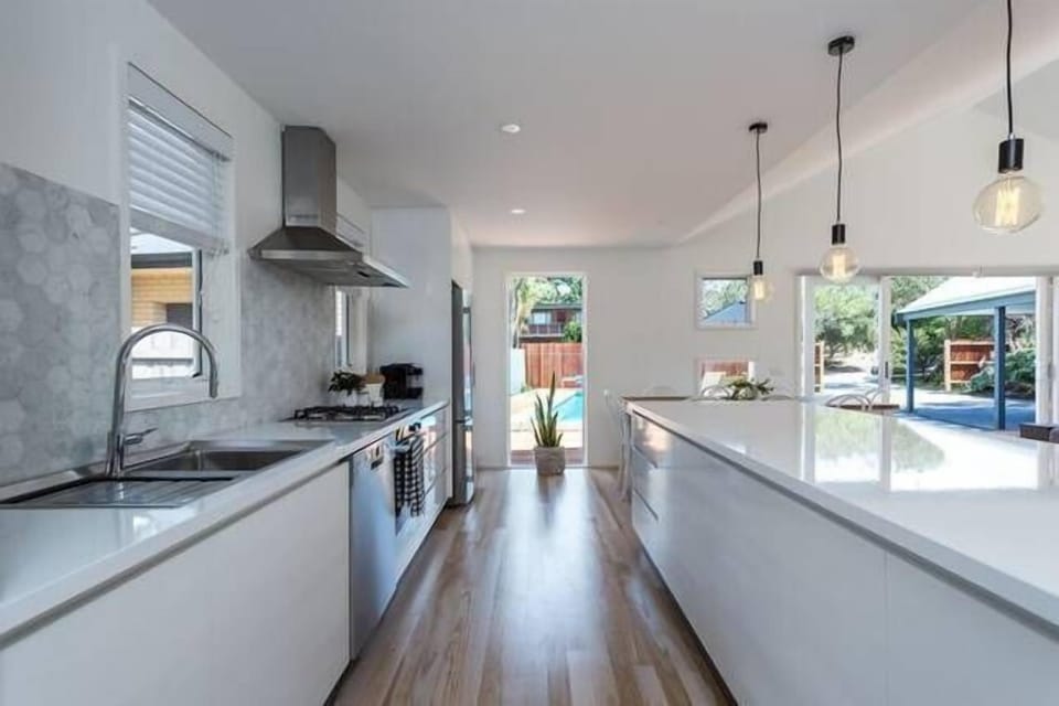 Kitchen looking out to the pool