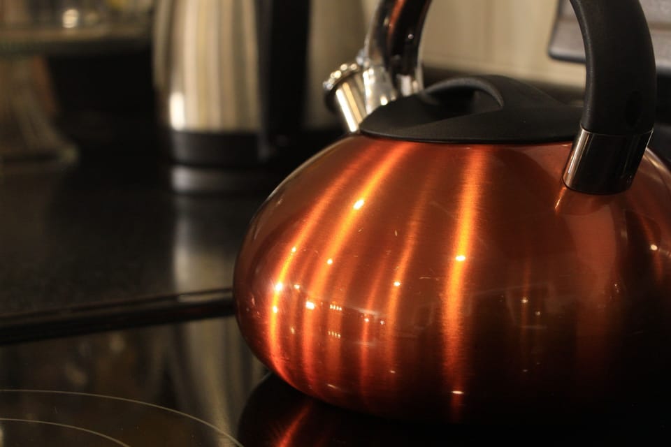 The kitchen is fully equipped for entertaining quick food preparation.