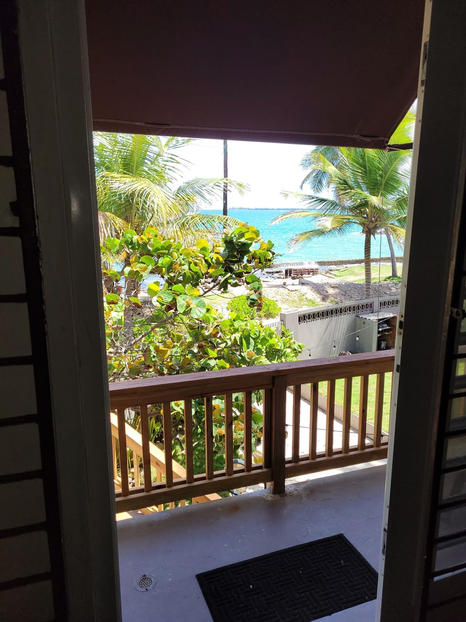 View from the living room and front balcony.