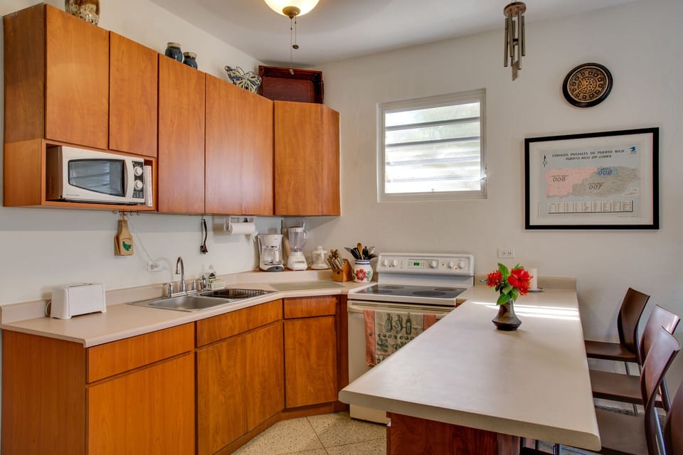 Fully Equipped Kitchen ready for your home cooked meal.