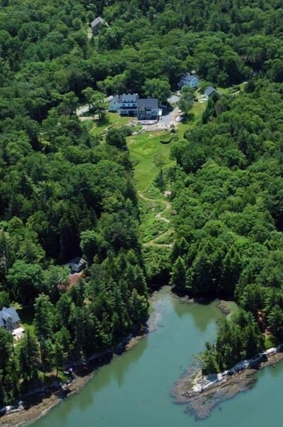 The estate and Back River, from the air.