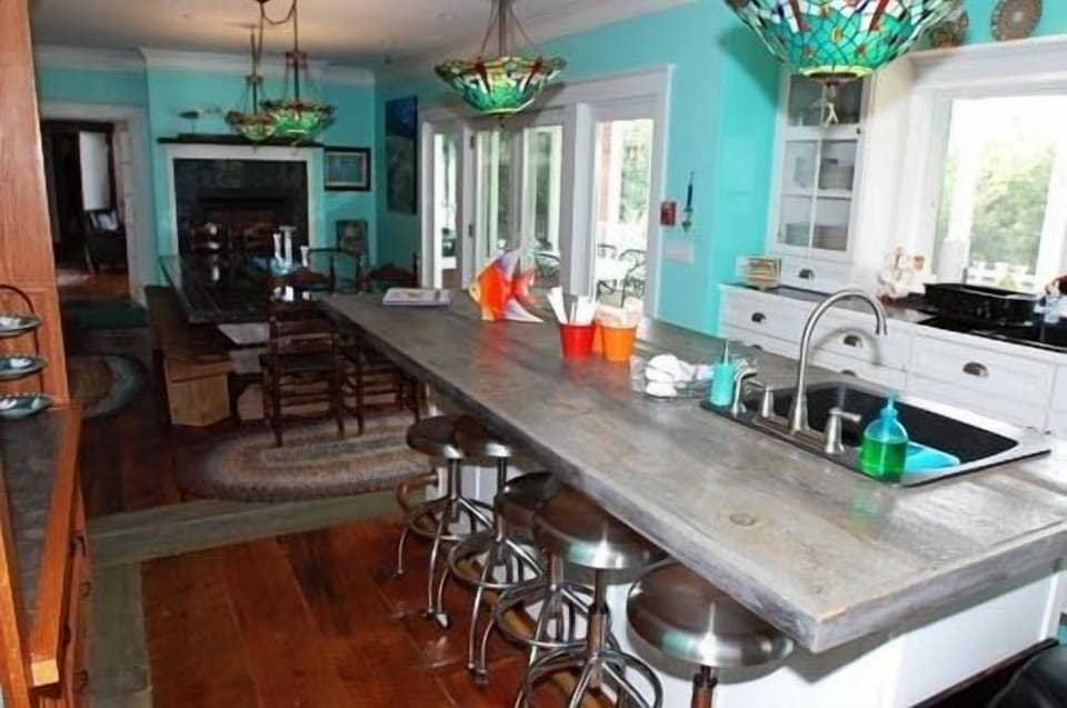 The Farmhouse Kitchen into the Dining Room
