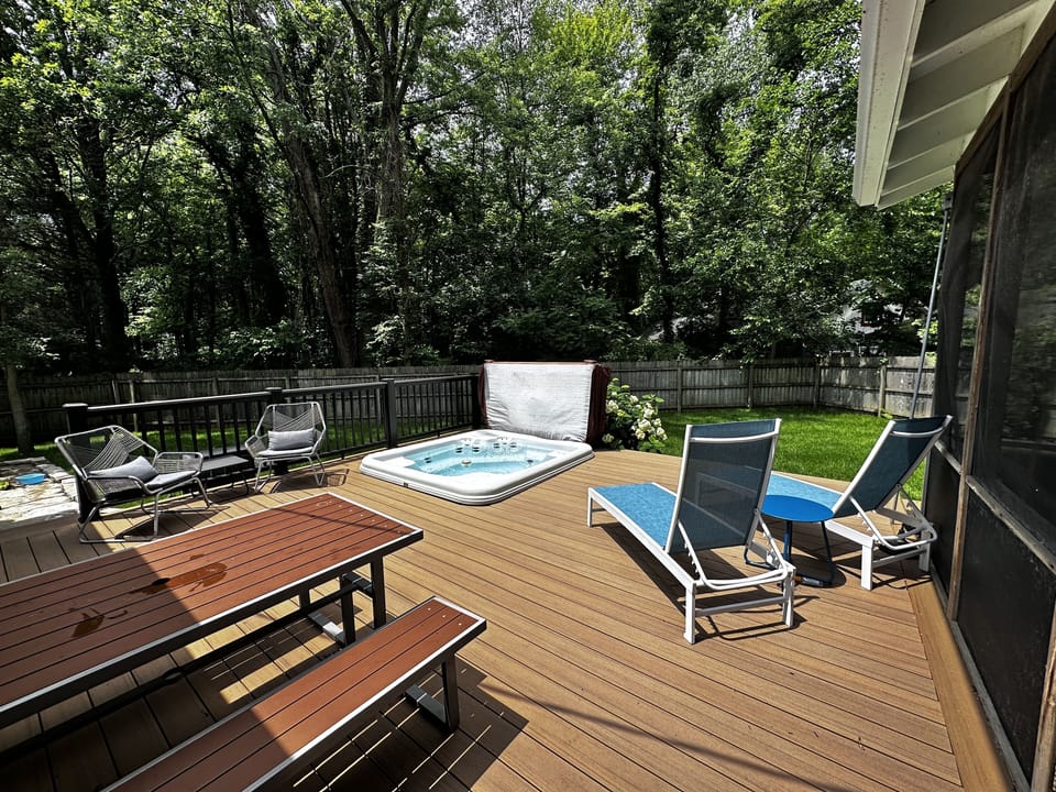 new composite deck with hot tub