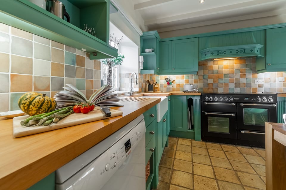 Ground floor: Oak worktops and butler sink in the kitchen