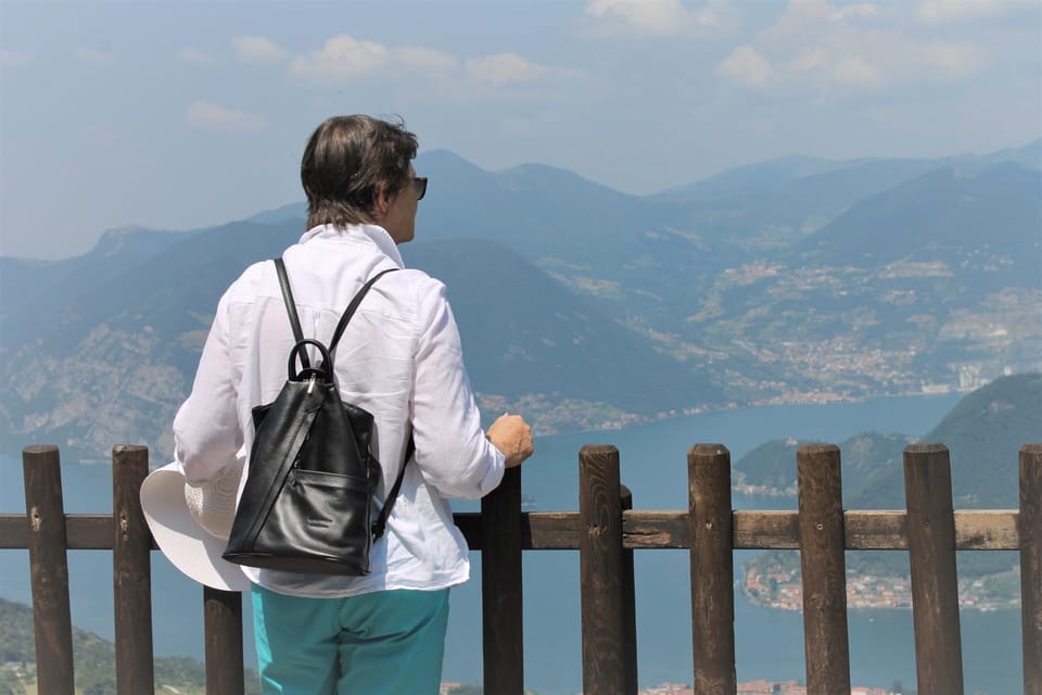 One of our guests on a guided walk overlooking Lake Iseo.