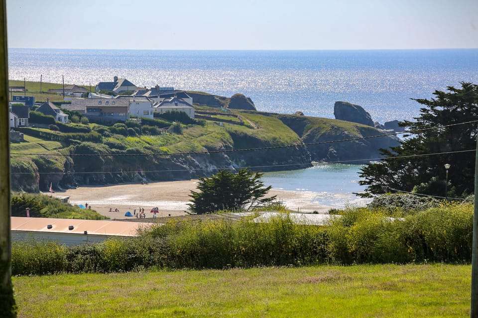 View of Porthcothan beach from the house (600m). 