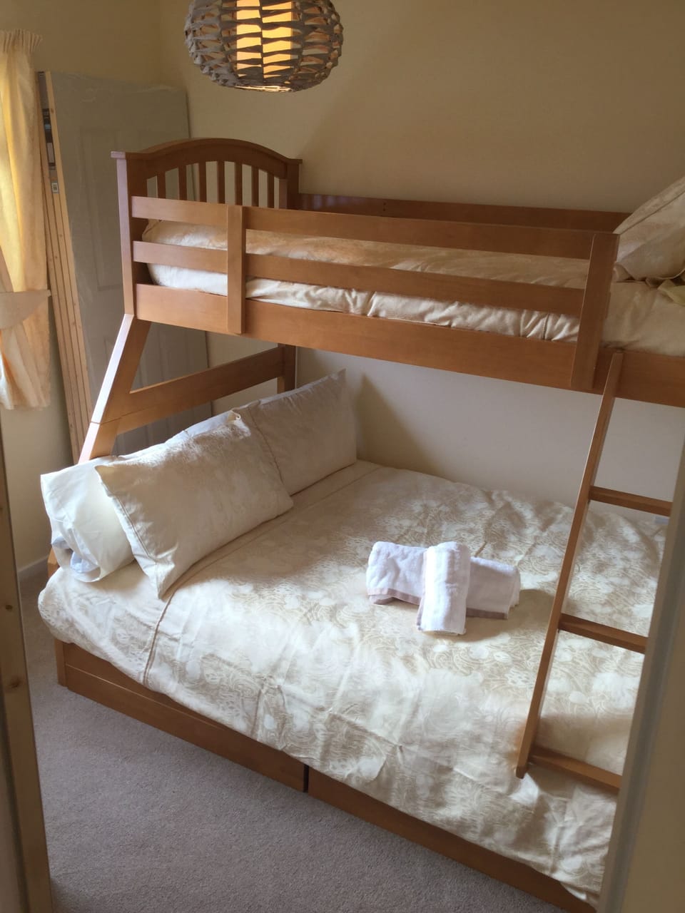Bedroom 3 with bunkbeds and window with stunning views to loch.