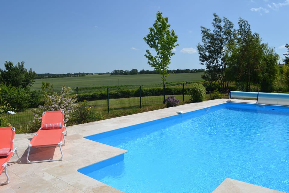 Lovely views from the pool over fields 