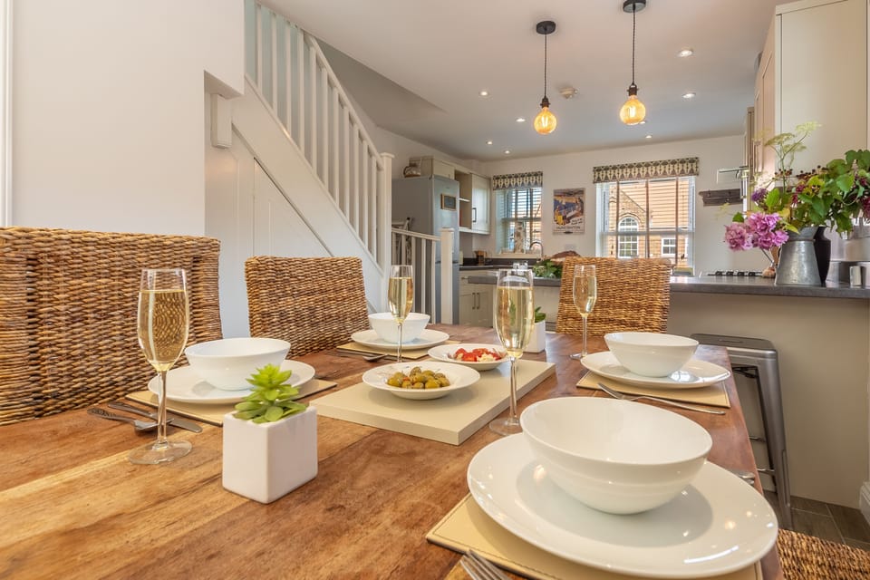 Ground floor: The stylish dining area and kitchen