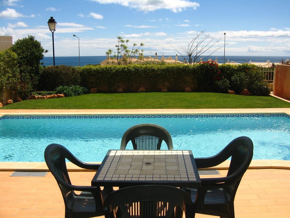 Spacious patio with an amazing sea view, large pool and garden