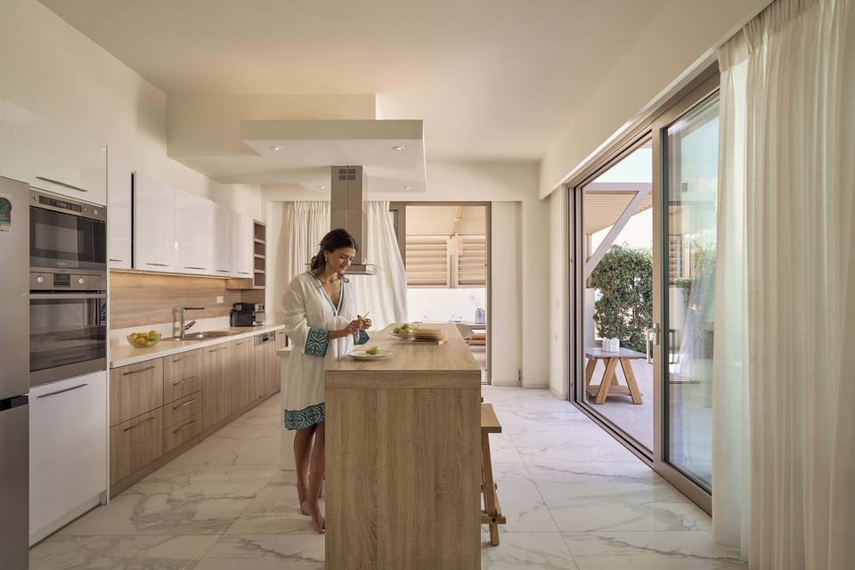 The indoor kitchen, impeccably appointed and fully equipped