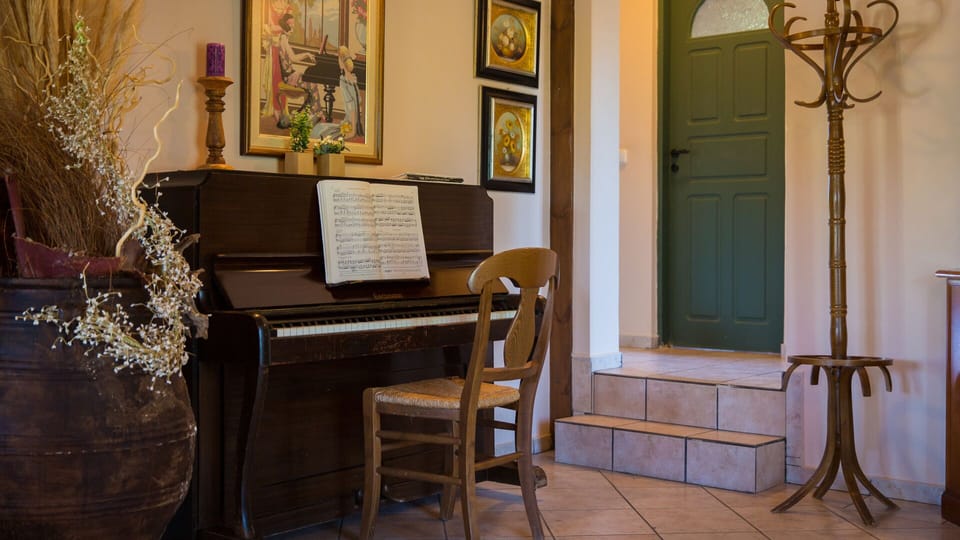 Piano in the living room area