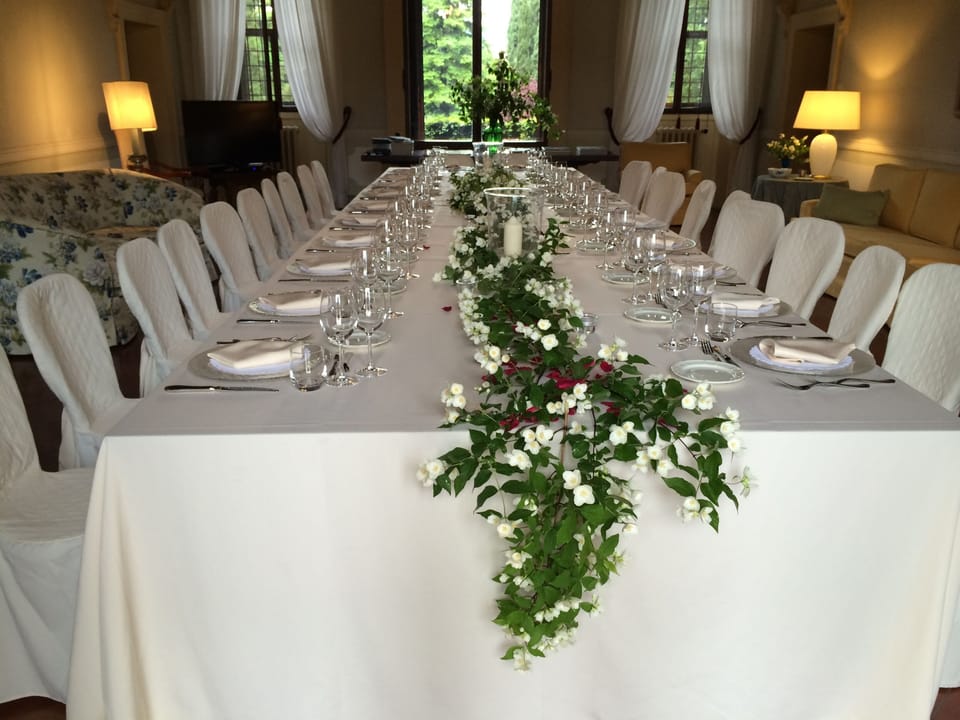 LA SERENELLA West Wing - Private dinner setting in the Ballroom- one large table