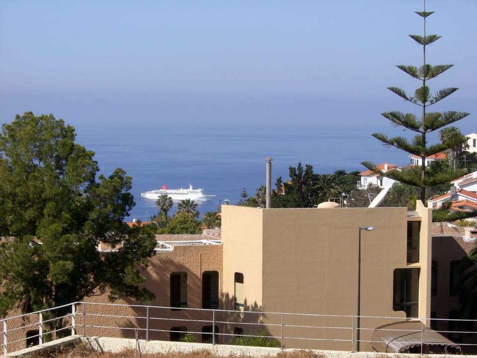 Watch the passing cruise liners from the balcony