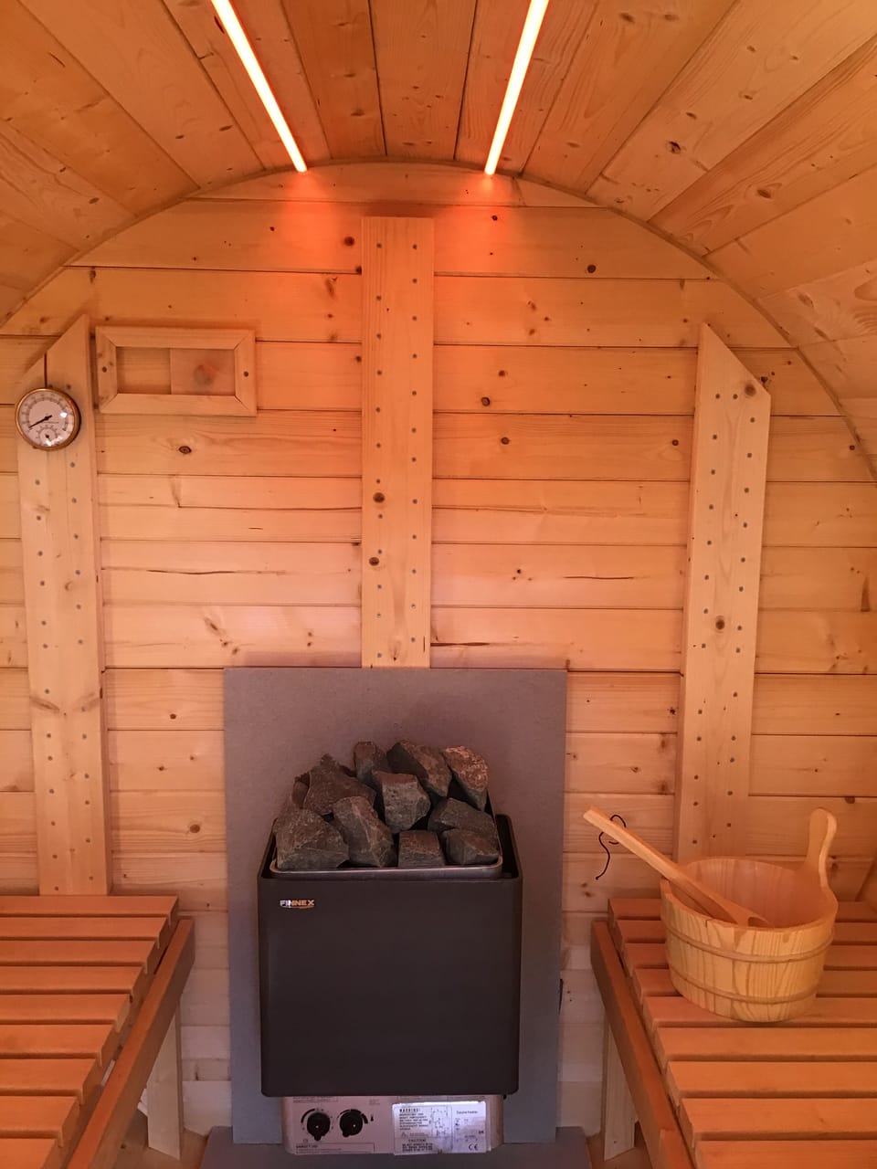 Inside your private sauna.